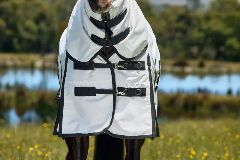 Weatherbeeta Comfitec Sweet Itch Fly Sheet Combo - White/Charcoal-3