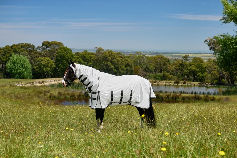 Weatherbeeta Comfitec Sweet Itch Fly Sheet Combo - White/Charcoal-1