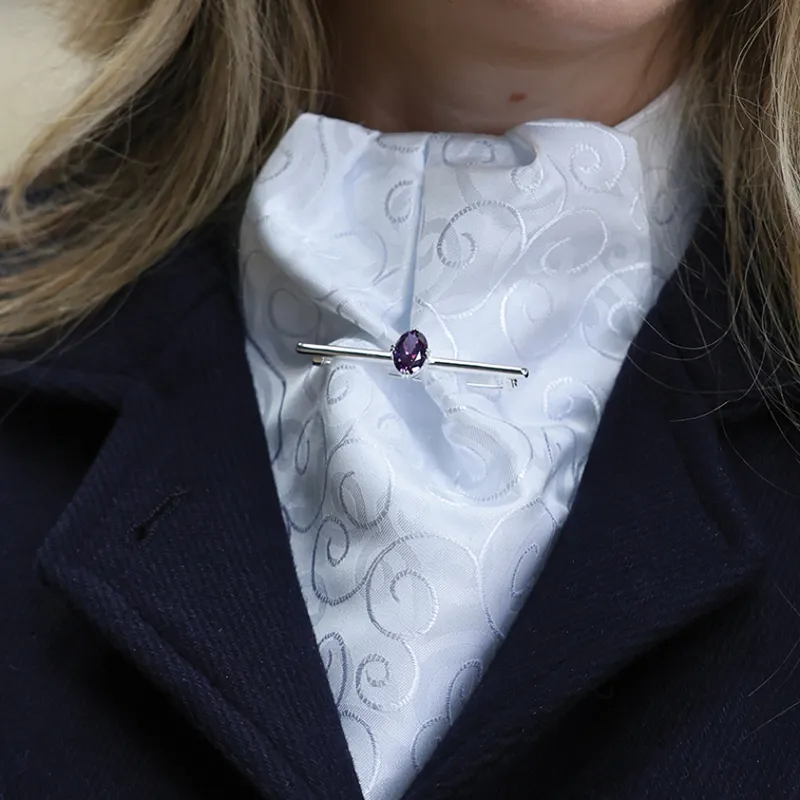 Equetech Deluxe Amethyst Stock Pin - Silver -1
