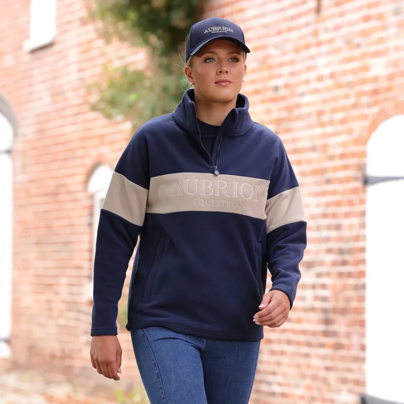 Aubrion Equestrian Quarter Zip Fleece - Midnight/Taupe
