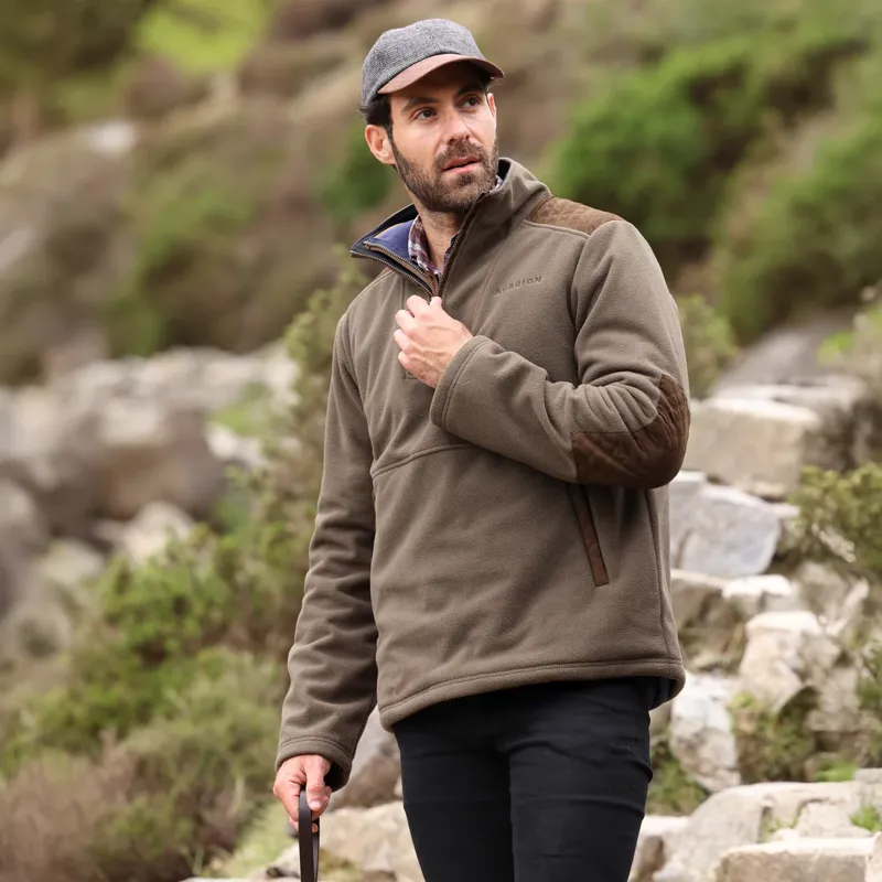 Aubrion Unisex Heritage Quarter Zip Fleece - Dark Olive-2