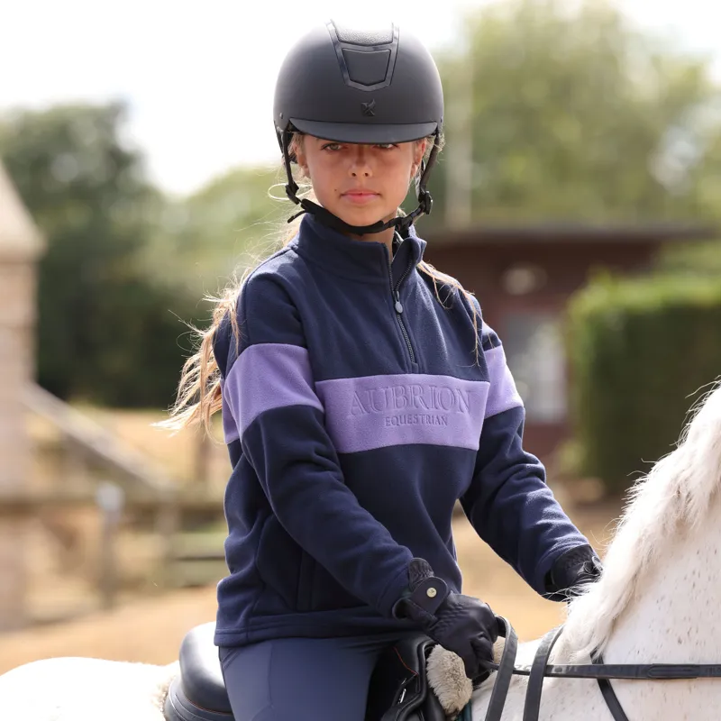 Aubrion Equestrian Quarter Zip Fleece -Young Rider - Midnight/Heather