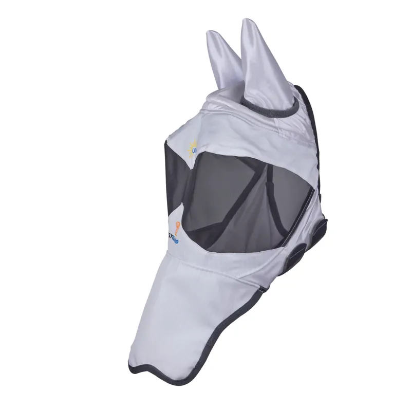 FlyGuard Pro Sun Shade Fly Mask With Ears and Nose - White-1