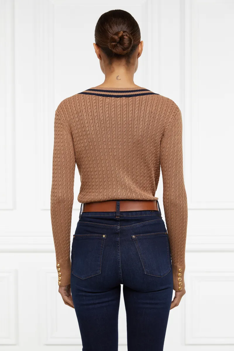 Holland Cooper Zoe Knit - Dark Camel Marl-1