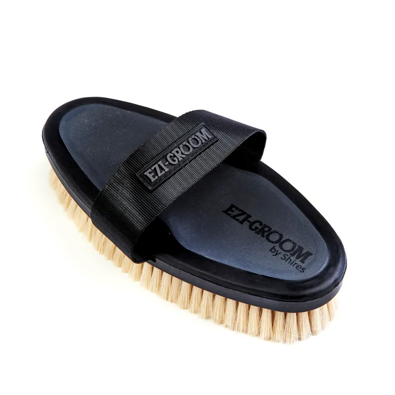 Ezi-Groom Grip Large Body Brush Goat Hair in Black