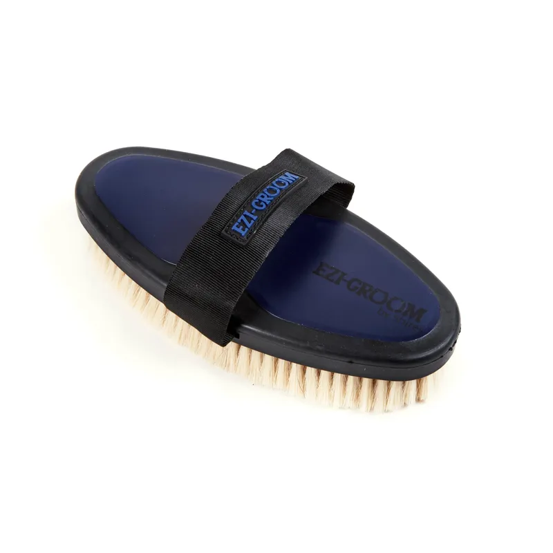 Ezi-Groom Large Grip Body Brush With Goat Hair - Navy