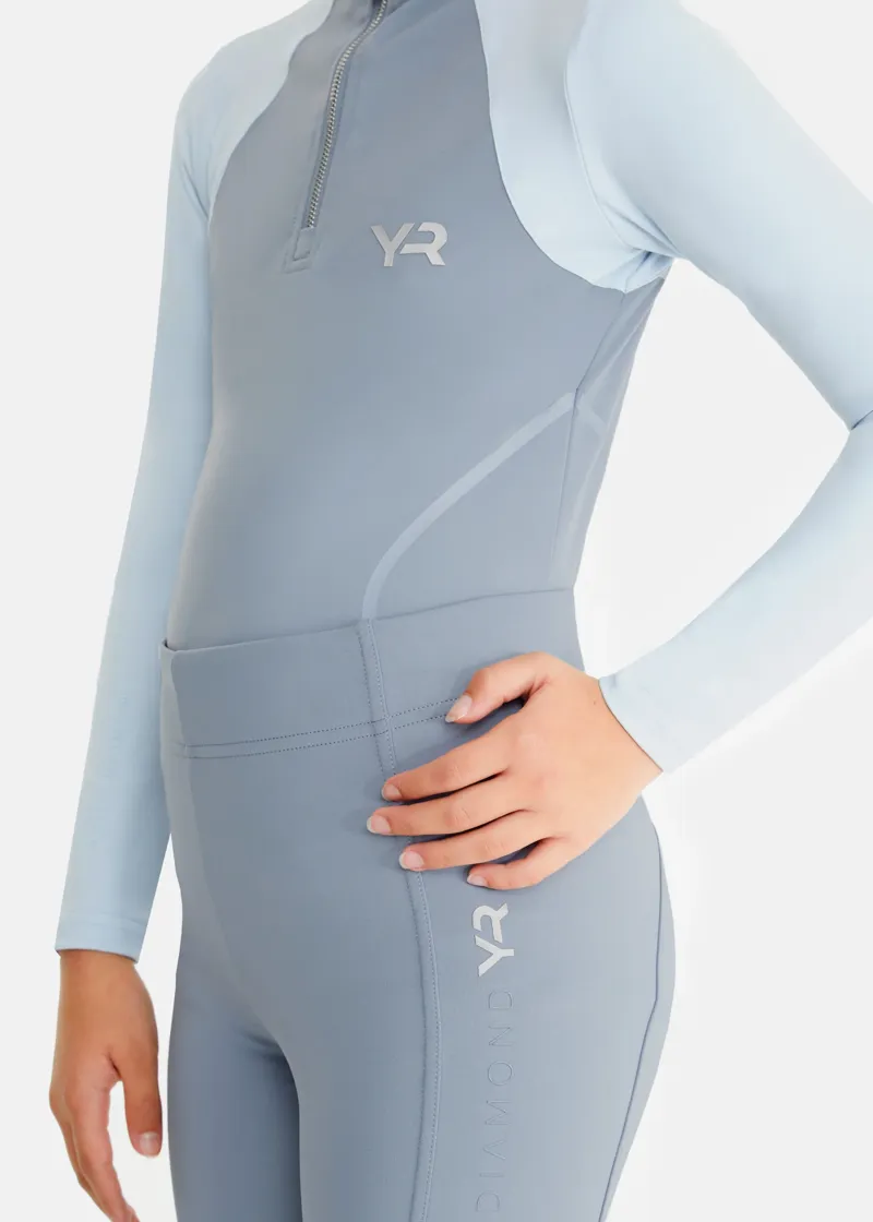 Aztec Diamond Young Rider Colour Block Base Layer - Ash Blue-1