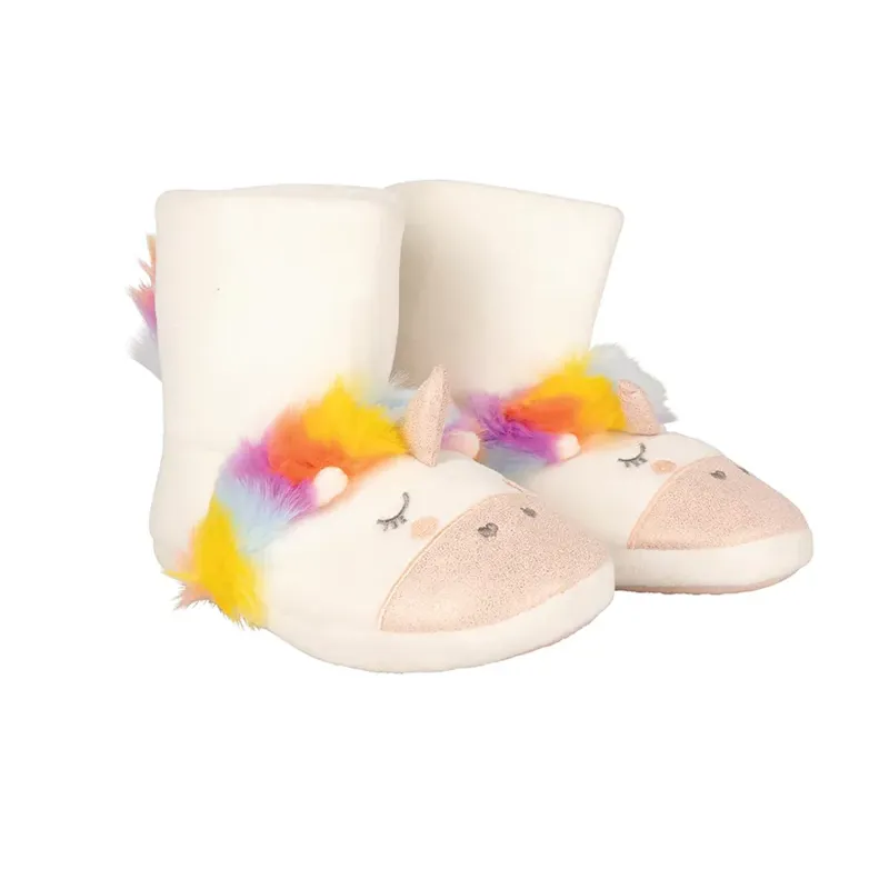 Unicorn Boot Slippers By Little Rider - - White/Rainbow