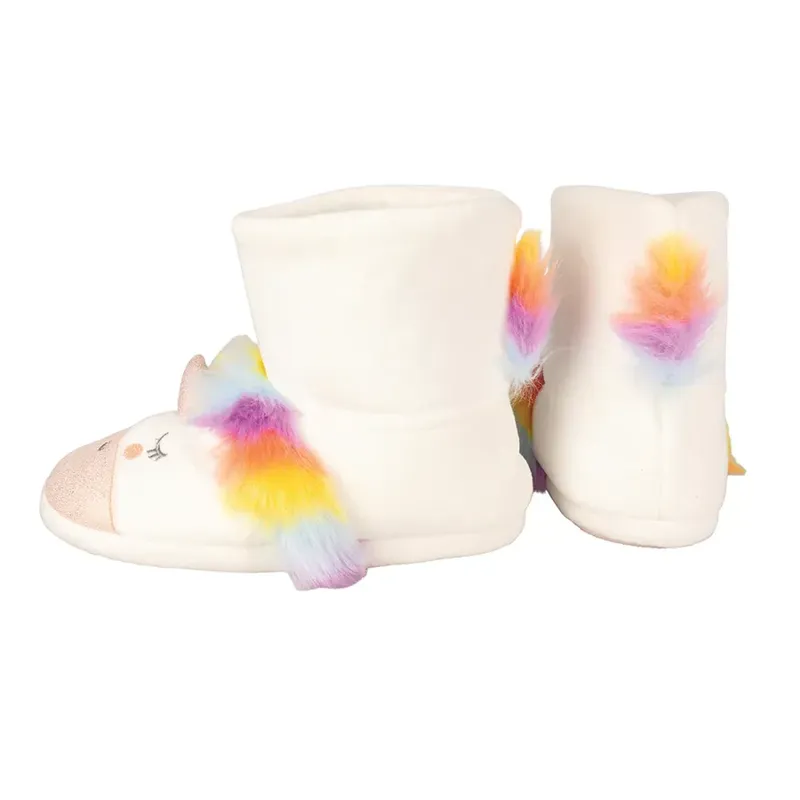 Unicorn Boot Slippers By Little Rider - - White/Rainbow-1