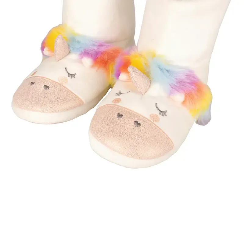 Unicorn Boot Slippers By Little Rider - - White/Rainbow-3