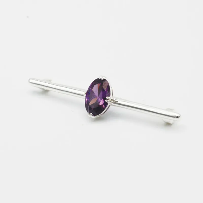 Equetech Deluxe Amethyst Stock Pin - Silver 