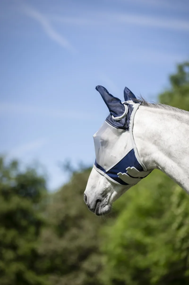 Horseware Shield Flymask - Navy/Sliver-1