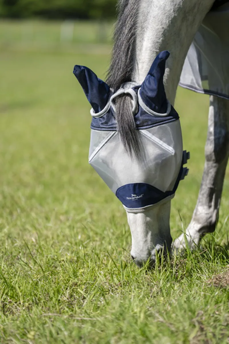 Horseware Shield Flymask - Navy/Sliver