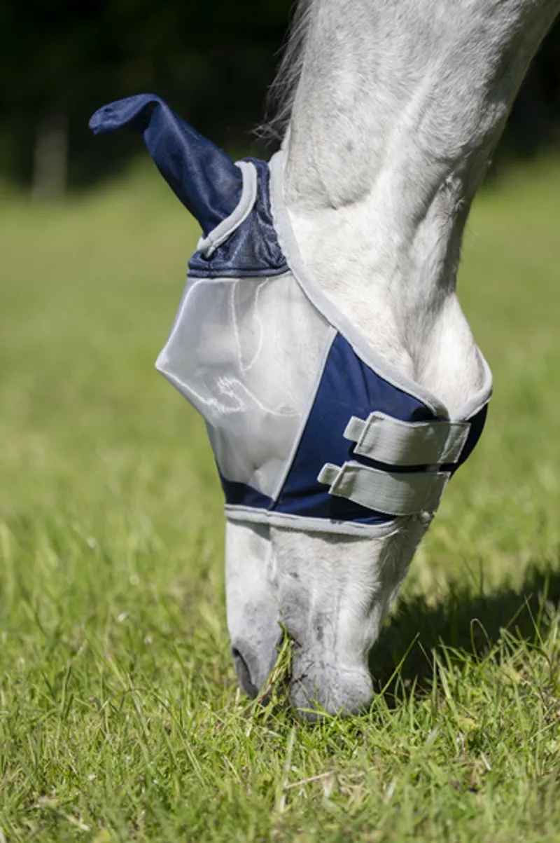 Horseware Shield Flymask - Navy/Sliver-2