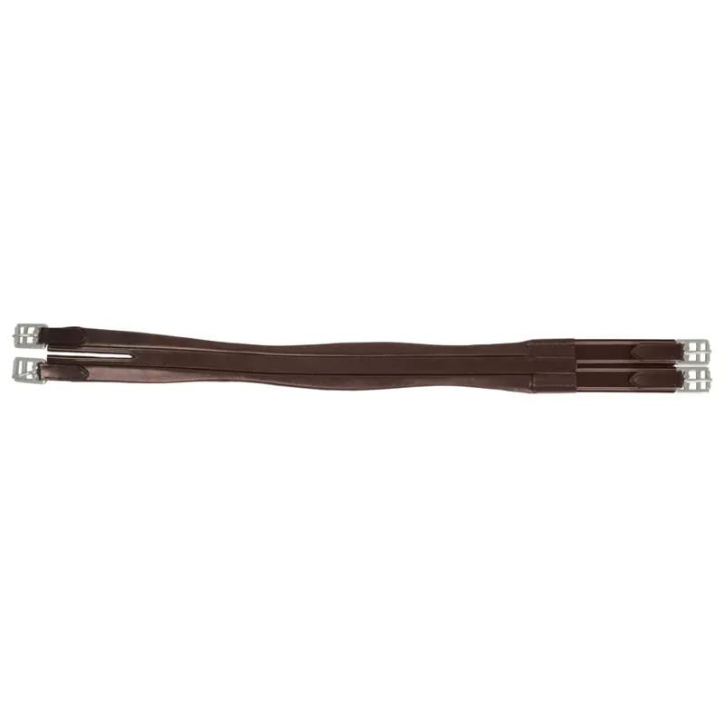 Hy Equestrian Leather Padded Atherstone Girth - Elasticated - Brown-1