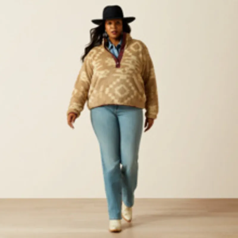 Ariat Womens Berber SNP Front Sweatshirt - Lone Ridge Print-1