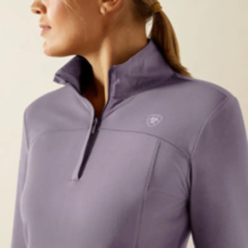 Ariat Womens Lowell 3.0 1/4 Zip Long Sleeve Base Layer - Purple Ash-3