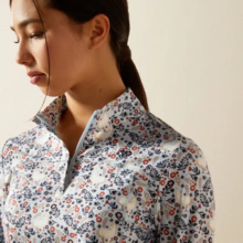 Ariat Youth Lowell 3.0 1/4 Zip Baselayer - Posey Pony Print-3