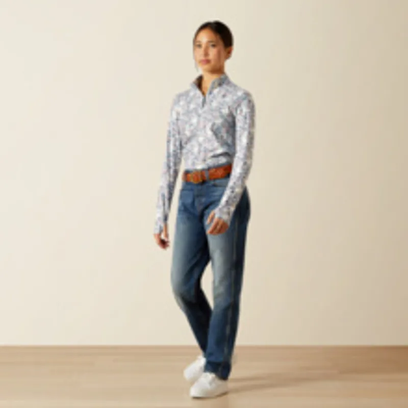 Ariat Youth Lowell 3.0 1/4 Zip Baselayer - Posey Pony Print-1