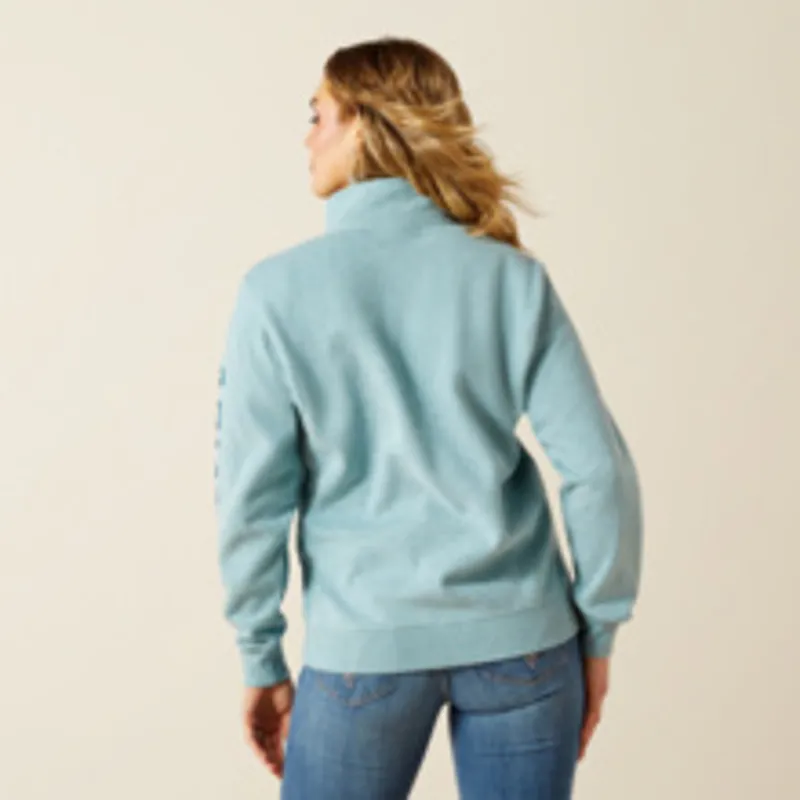 Ariat Womens Foundation Logo 1/2 Zip Sweatshirt - Teal Heather-3