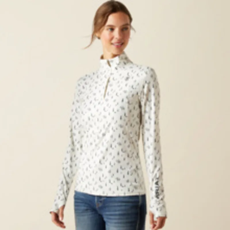 Ariat Womens Lowell 3.0 1/4 Zip Long Sleeve Base Layer - Forest Horse-3