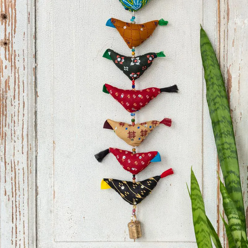 Rex London 16 Cloth Birds Hanging Decoration-1