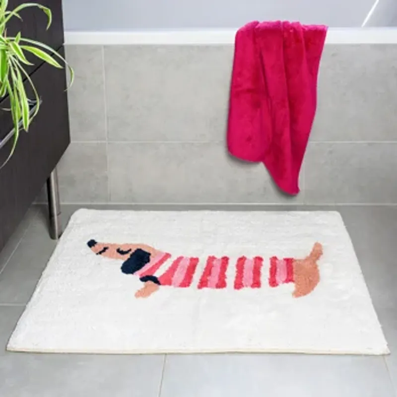 Rex Tufted Cotton Bath Mat - Sausage Dog-1