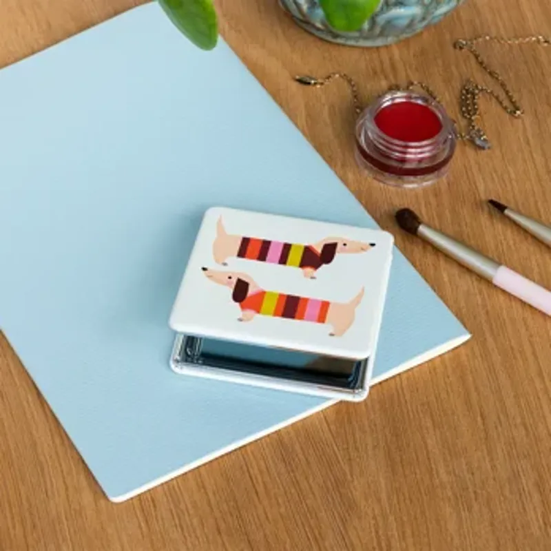 Rex Square Pocket Mirror - Sausage Dog-1