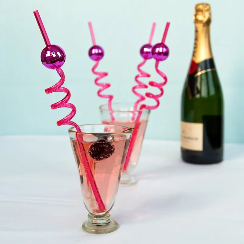 Rex Disco Ball Party Straws - Pink -1