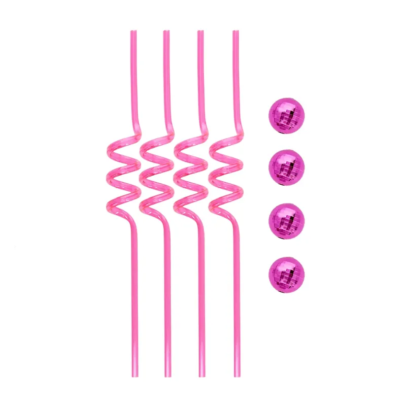 Rex Disco Ball Party Straws - Pink -2