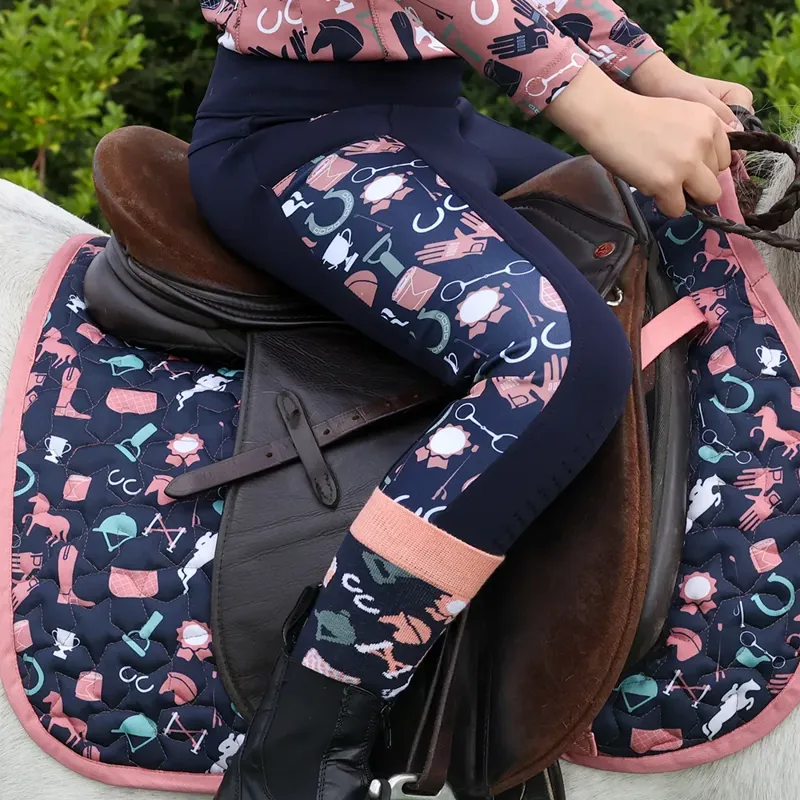 Pony Passion Riding Tights By Little Rider - Navy/Blush-1