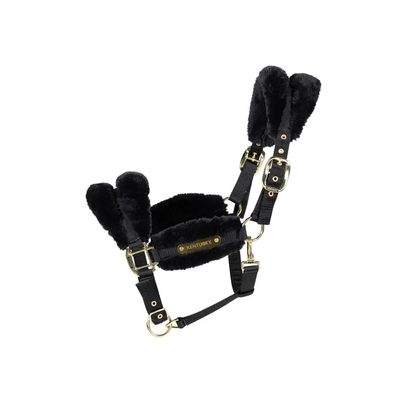 Kentucky  Nylon Sheepskin Halter Soft  Black