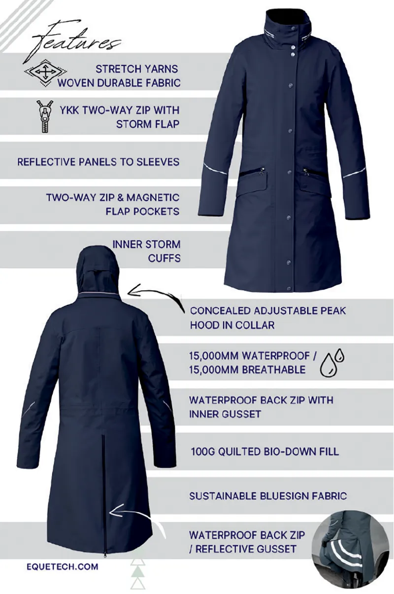 Equetech Utopia Long Waterproof Riding Coat- Midnight Navy-1