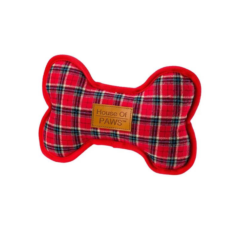 House Of Paws Red Tweed Dog Toy - Bone