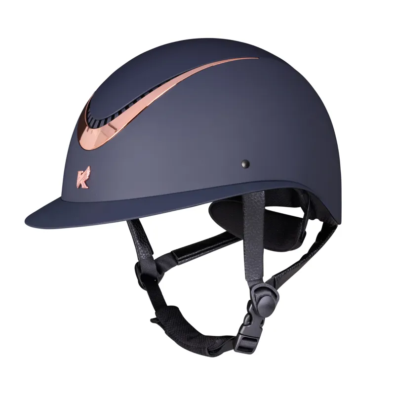 Karben Elisa Ellipse Wide Peak Riding Hat - Navy/ Rose Gold-3