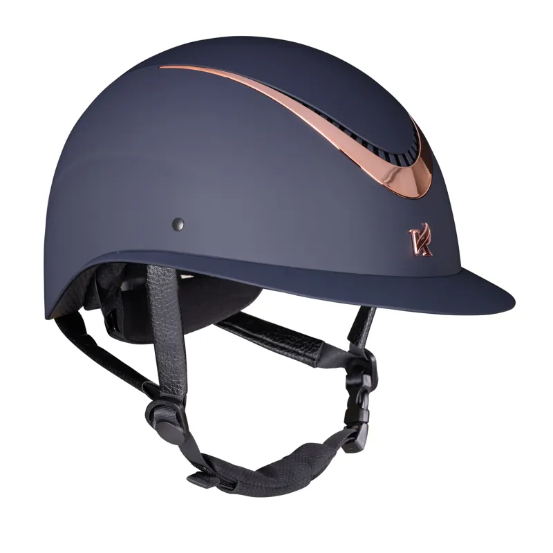 Karben Elisa Ellipse Wide Peak Riding Hat - Navy/ Rose Gold-4