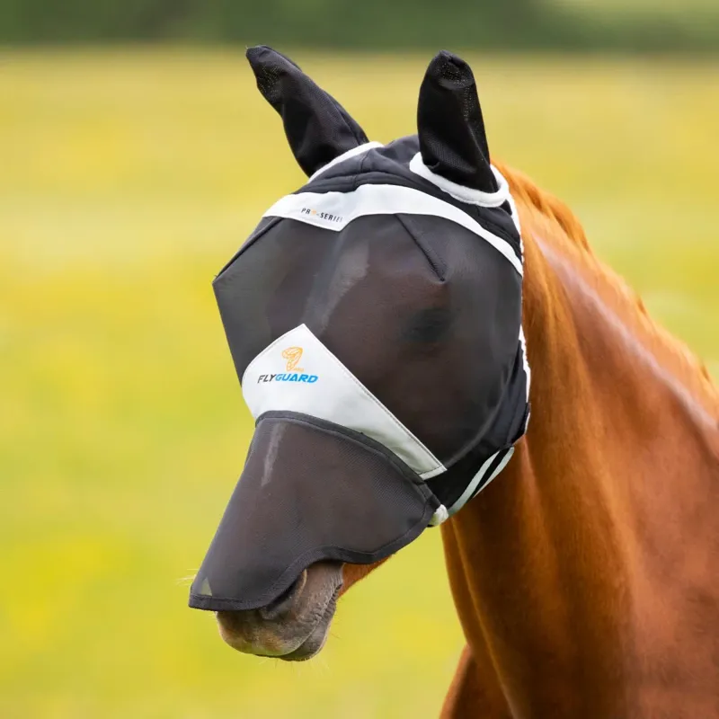 Shires Fine Mesh Fly Mask With Ears And Nose - Black
