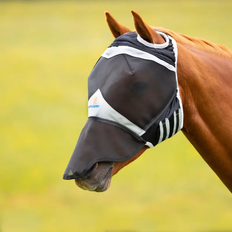 FlyGuard Pro Fine Mesh Fly Mask With Ear Hole and Nose BLACK