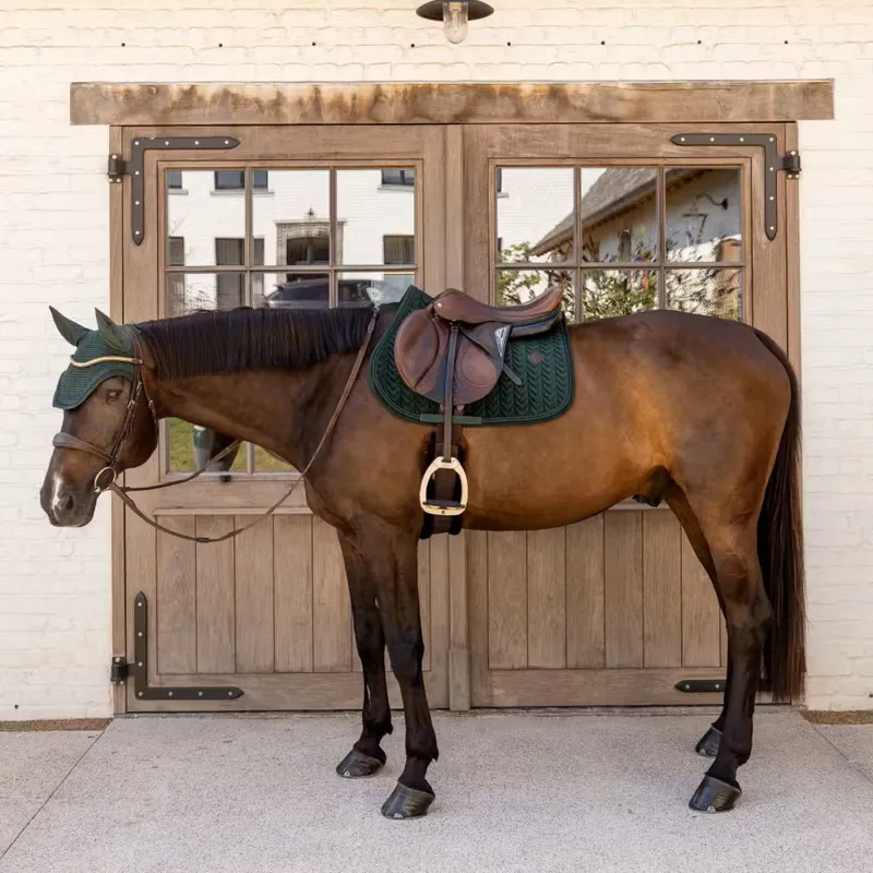 Kentucky Saddle Pad Velvet Mini Peals Jumping - Pine Green-1