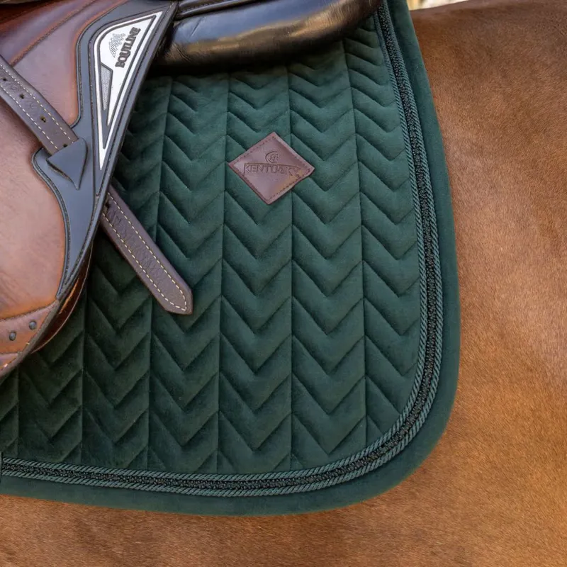 Kentucky Saddle Pad Velvet Mini Peals Jumping - Pine Green-2