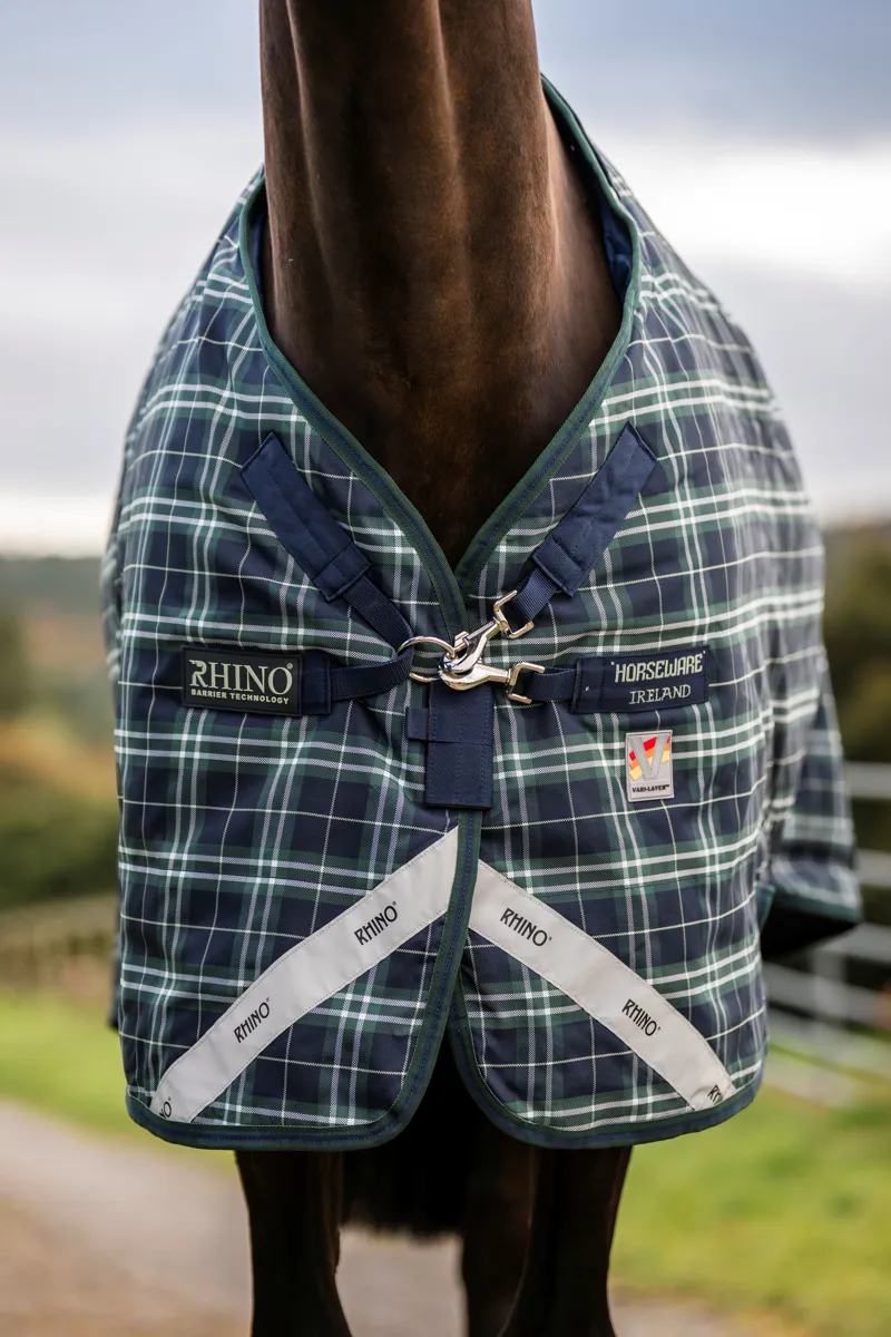 Horsewear Rhino Plus Turnout 250g VL - Hunter Check Green Navy-2