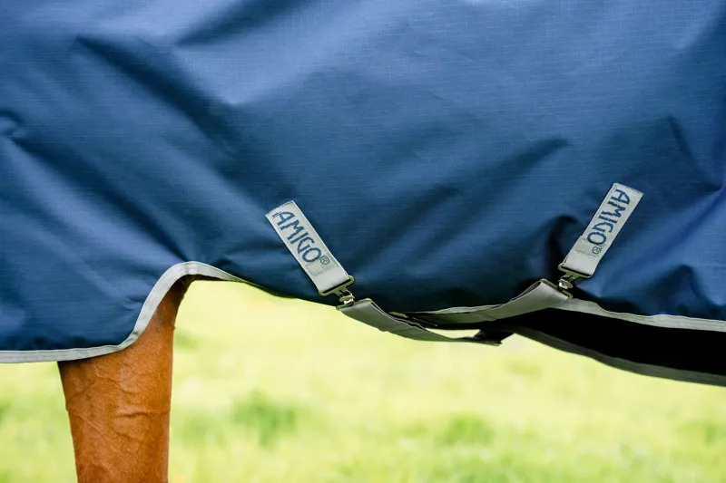 Amigo Ripstop 900D Plus Lightweight 0g Turnout Rug - Navy/Titanium Grey-8