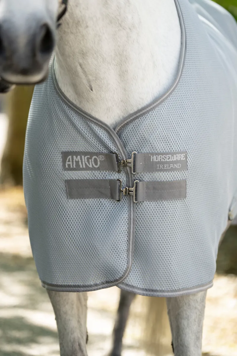 Amigo Airnet Cooler Rug - Heather Blue/Titanium Grey and Silver-2