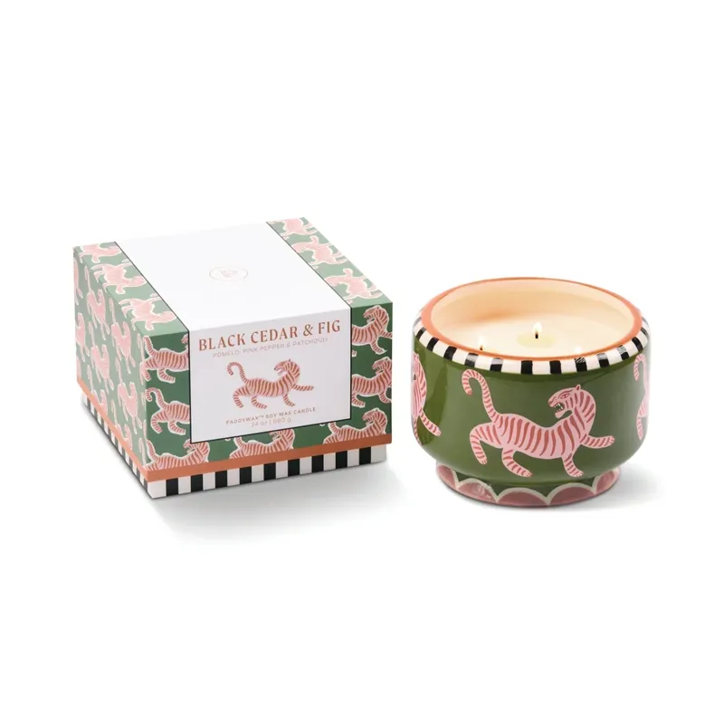 Designworks Collective A Dopo 8oz/226g Tiger Ceramic Candle - Black Cedar and Fig-2