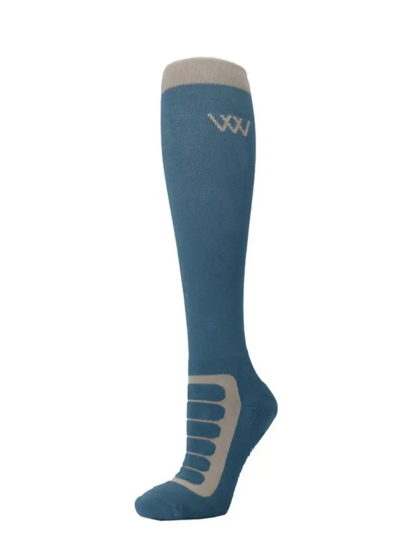 Woof Long Bamboo Tech Riding Sock - Steel/Stone-2