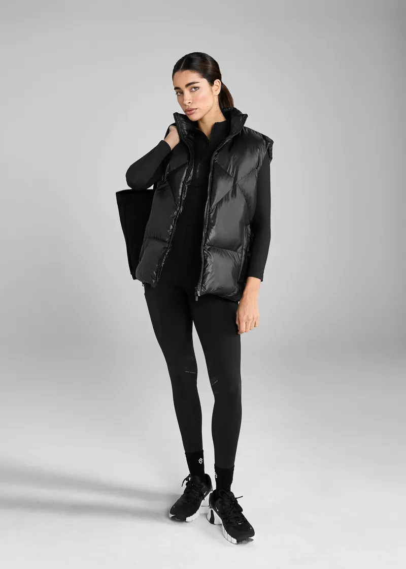 Aztec Diamond Heavy Quilted Gilet Black-1