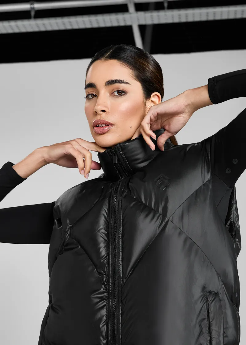 Aztec Diamond Heavy Quilted Gilet Black-3