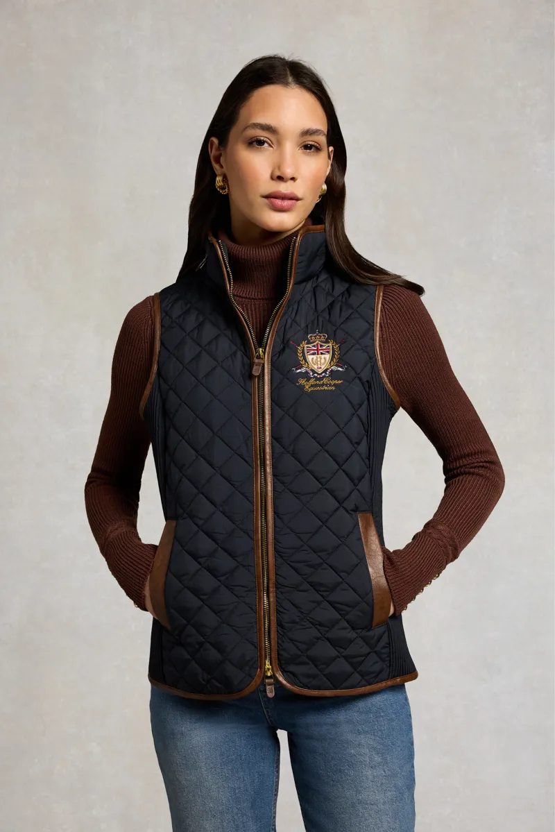 Holland Cooper Boughton Diamound Quilt Gilet - Ink Navy