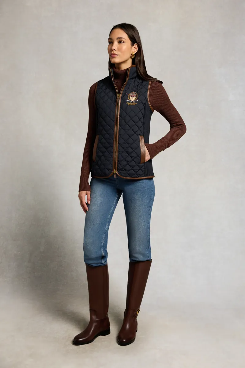 Holland Cooper Boughton Diamound Quilt Gilet - Ink Navy-2