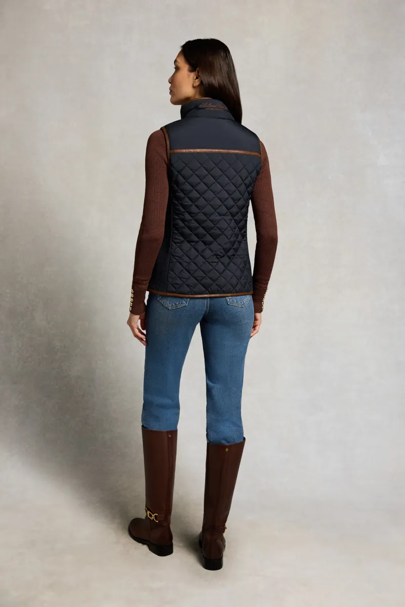 Holland Cooper Boughton Diamound Quilt Gilet - Ink Navy-1